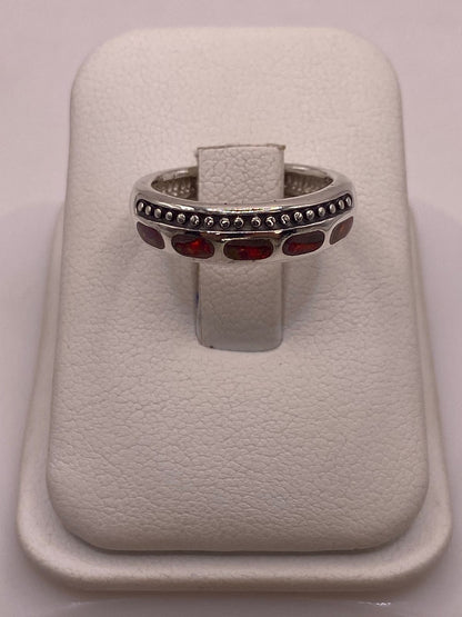 Anillo Artesanal de Plata 950 con Ópalo de Fuego, vista frontal