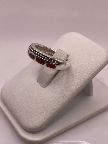 Anillo Artesanal de Plata 950 con Ópalo de Fuego, vista lateral