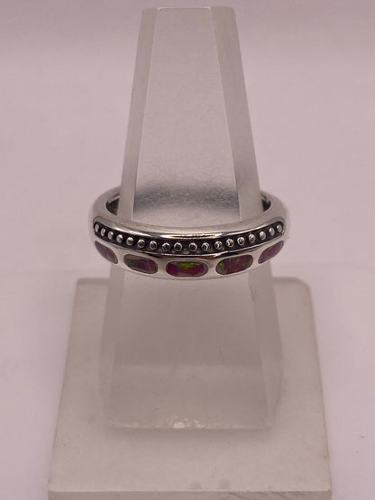 Anillo Artesanal de Plata 950 con Ópalo de Fuego — ángulo diagonal
