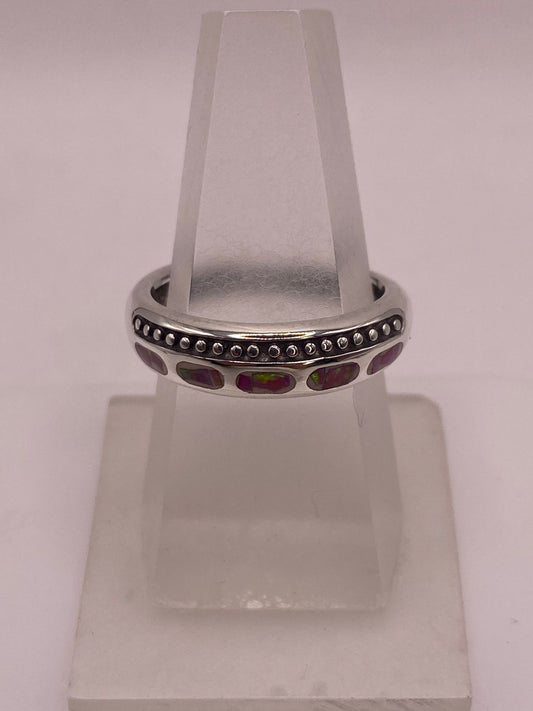 Anillo Artesanal de Plata 950 con Ópalo de Fuego — ángulo diagonal