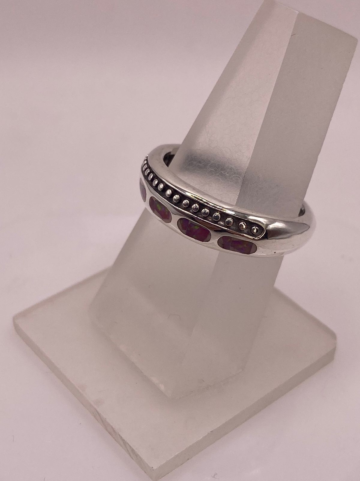 Anillo Artesanal de Plata 950 con Ópalo de Fuego, vista frontal