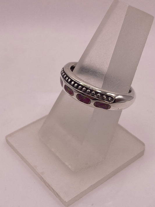 Anillo Artesanal de Plata 950 con Ópalo de Fuego, vista frontal