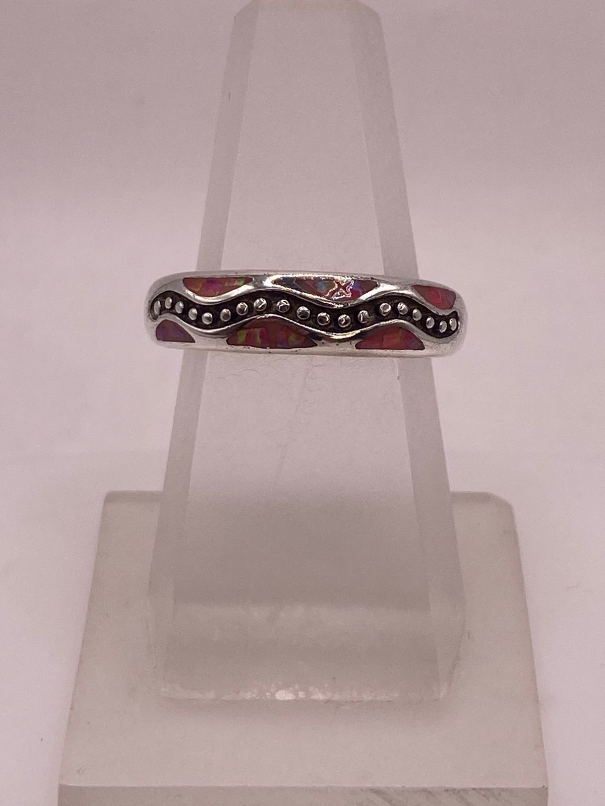 Anillo Artesanal de Plata 950 con Ópalo de Fuego, vista superior