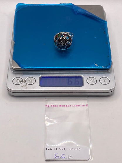 Anillo Artístico Circular con Ópalo de Fuego en Plata .950, peso en gramos (báscula)