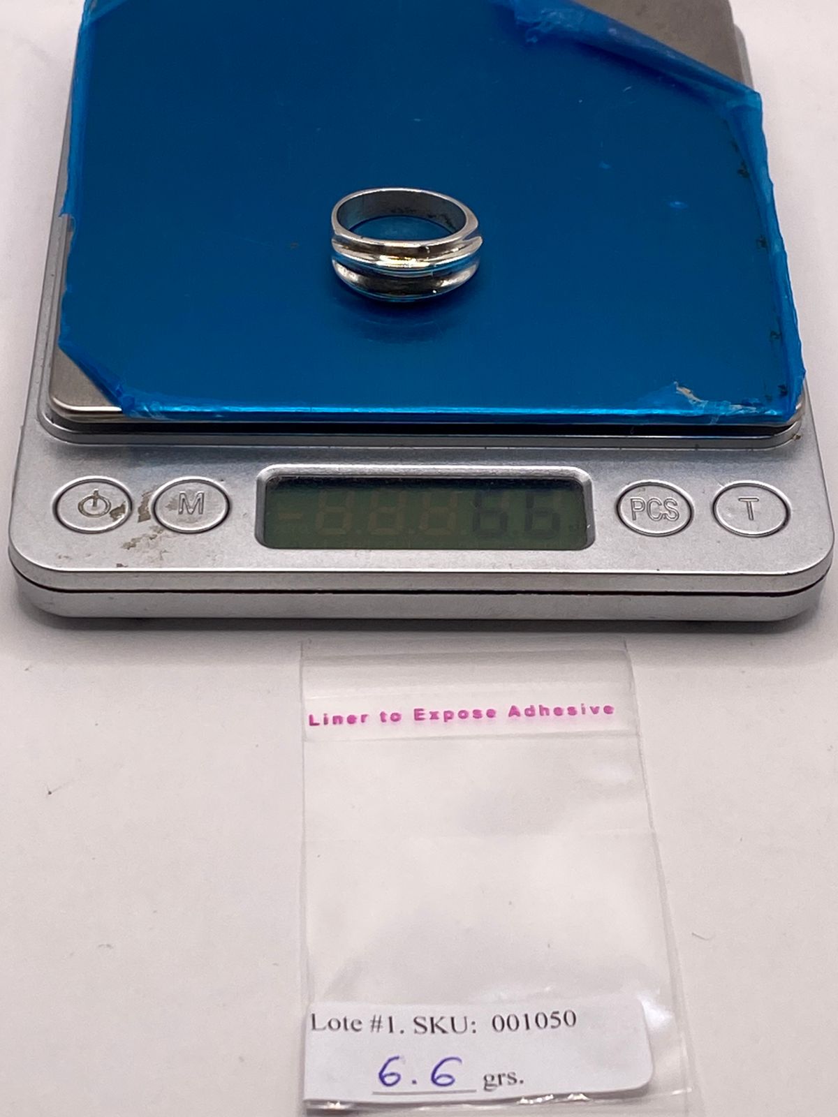 Anillo Banda Texturizada en Plata .925, peso en gramos (báscula)