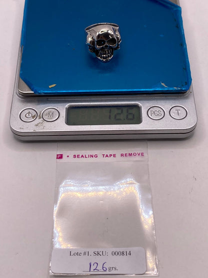 Anillo de Calavera Triple en Plata .950, peso en gramos (báscula)