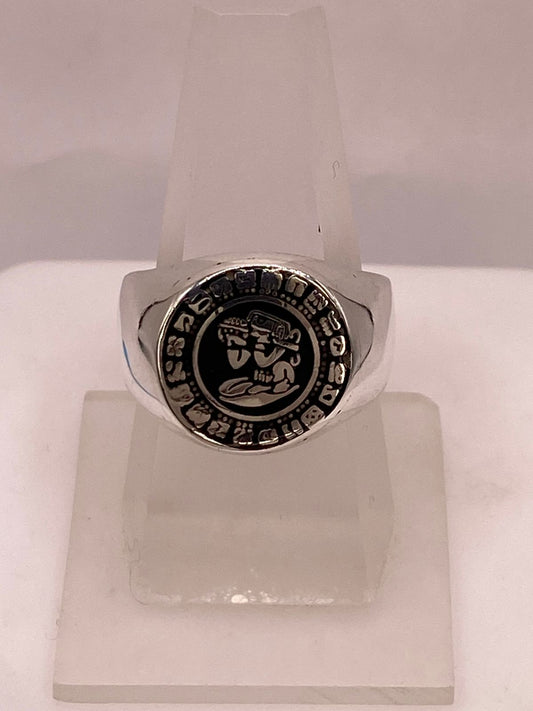 Anillo Calendario Azteca en Plata .925 — vista lateral