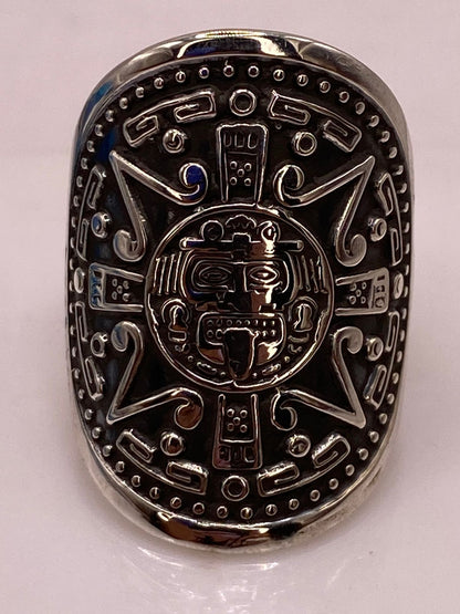 Anillo Calendario Azteca en Plata .925, sello de autenticidad Plata Ley .925