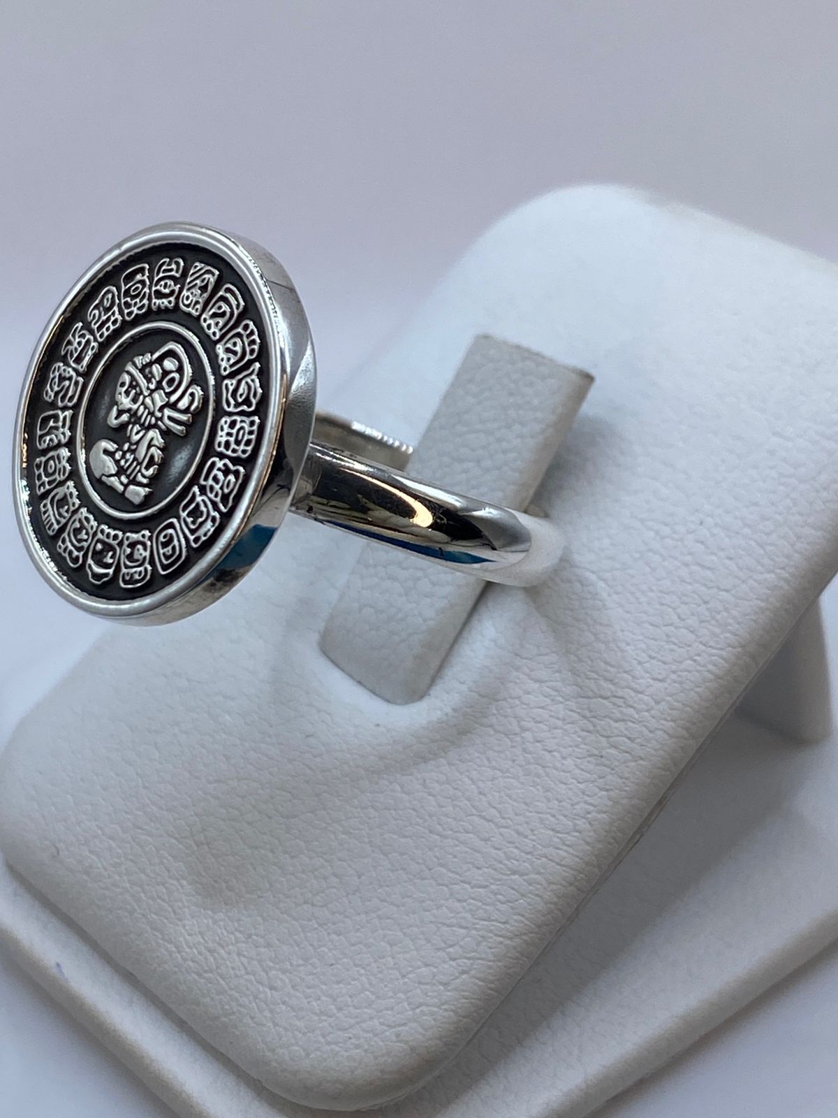 Anillo Calendario Maya en Plata .925, sello de autenticidad Plata Ley .925