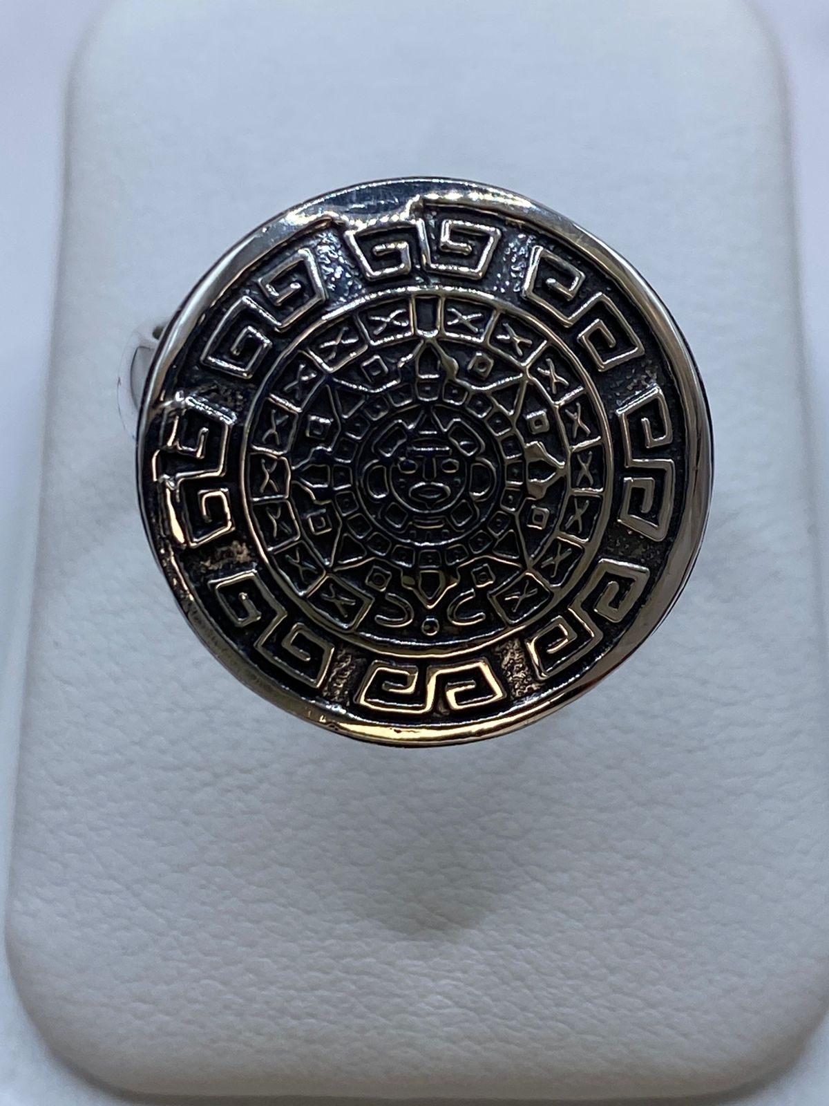 Anillo Calendario Maya en Plata .925 — ángulo diagonal