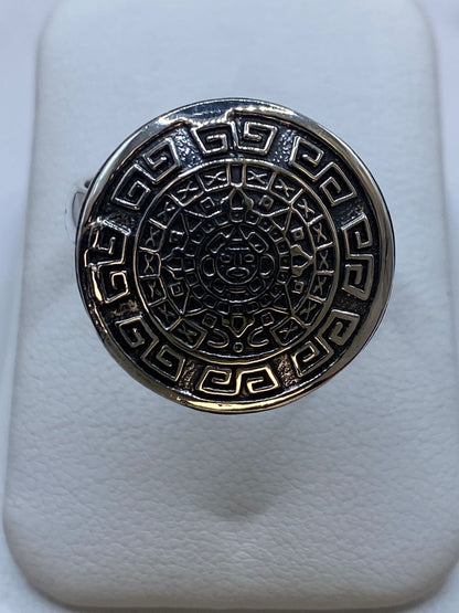 Anillo Calendario Maya en Plata .925 — ángulo diagonal