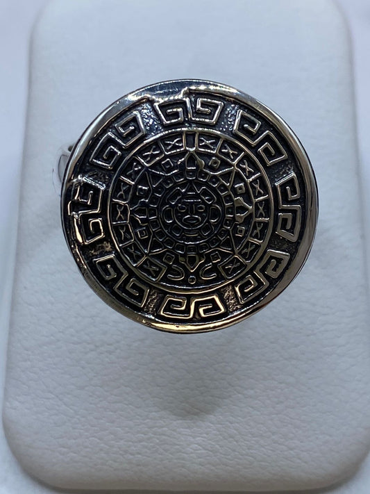 Anillo Calendario Maya en Plata .925 — ángulo diagonal