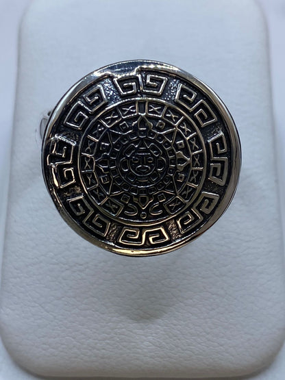 Anillo Calendario Maya en Plata .925, vista lateral