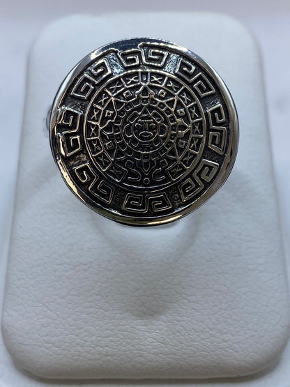 Anillo Calendario Maya en Plata .925, vista de detalle