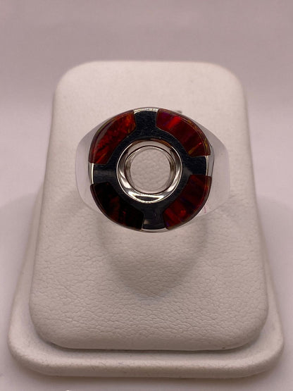 Anillo Circular con Ópalo de Fuego Multicolor en Plata .925, vista frontal