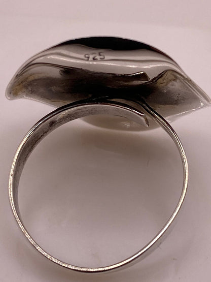 Anillo Contemporáneo Ajustable con Ópalo de Fuego en Plata .925, sello de autenticidad Plata Ley .925
