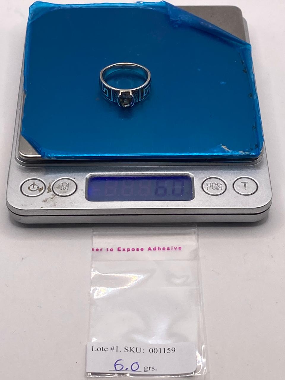 Anillo Contemporáneo Asimétrico con Ópalo de Fuego y Zirconia en Plata .950, peso en gramos (báscula)