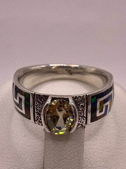 Anillo Contemporáneo Asimétrico con Ópalo de Fuego y Zirconia en Plata .950, vista posterior