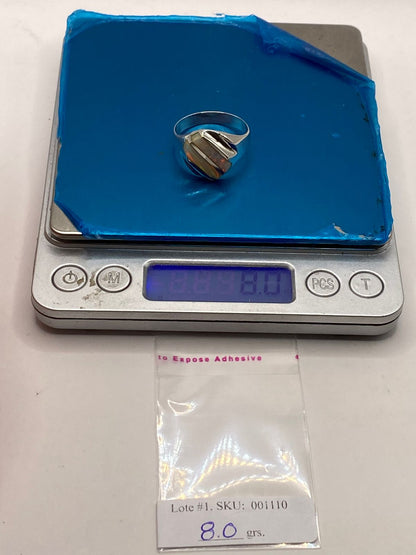 Anillo Contemporáneo con Dos Líneas Diagonales de Ópalo de Fuego en Plata .950, peso en gramos (báscula)