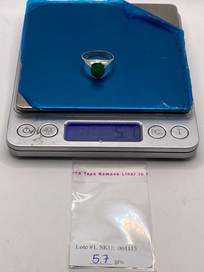 Anillo Contemporáneo con Ópalo de Fuego Verde en Plata .950, peso en gramos (báscula)