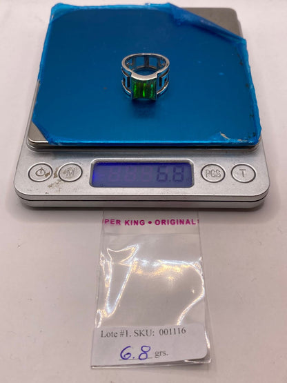 Anillo Contemporáneo con Ópalo de Fuego Verde en Plata .950, peso en gramos (báscula)
