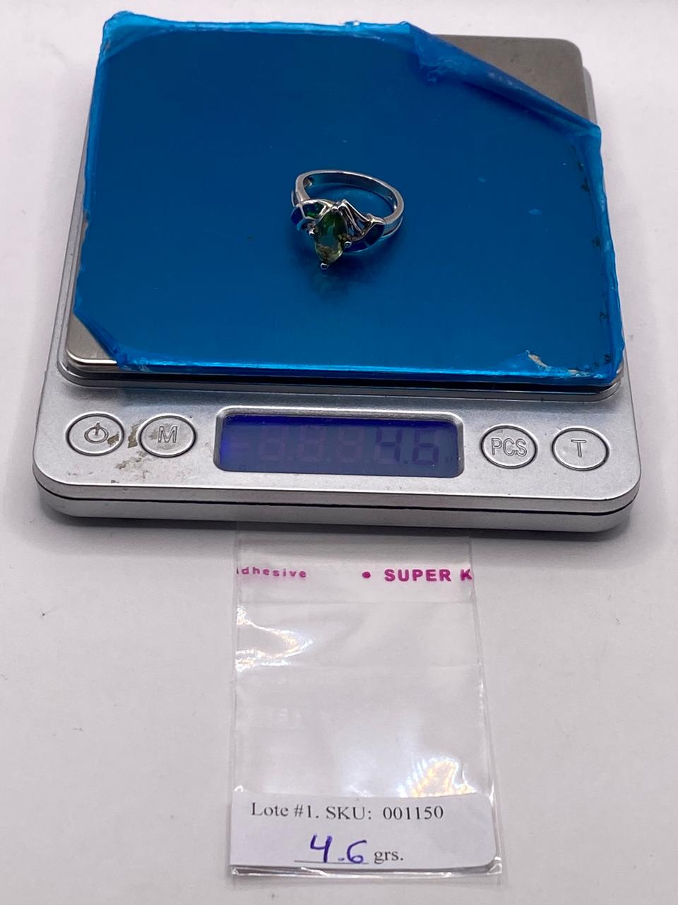 Anillo Contemporáneo con Ópalo de Fuego y Zirconia en Plata .925, peso en gramos (báscula)