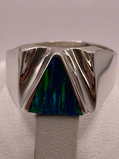 Anillo Contemporáneo Plata Ley 950 con Ópalo de Fuego, vista superior