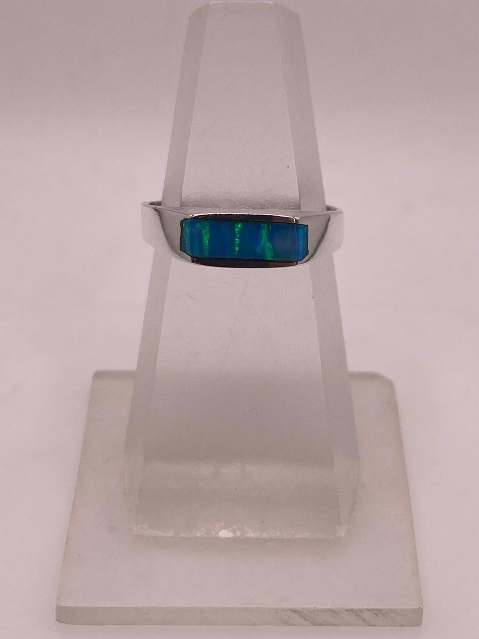 Anillo Contemporáneo de Plata 950 con Ópalo de Fuego, vista lateral