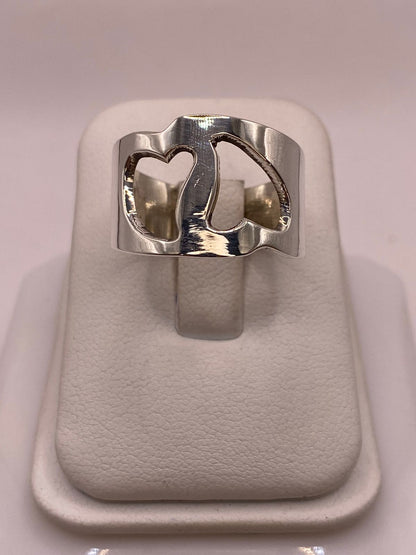 Anillo de Corazones Recortados en Plata .925, vista superior