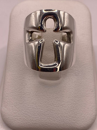 Anillo Diseño Cruz Estilizada en Plata .925 — ángulo diagonal