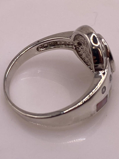 Anillo Diseño Curvo de Plata 925 con Ópalo de Fuego y Zirconia, sello de autenticidad Plata Ley .925