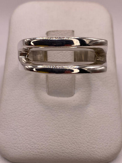 Anillo Doble Banda Abierta en Plata .925, vista frontal