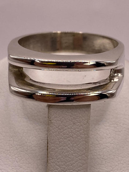 Anillo Doble Banda Abierta en Plata .925, sello de autenticidad Plata Ley .925