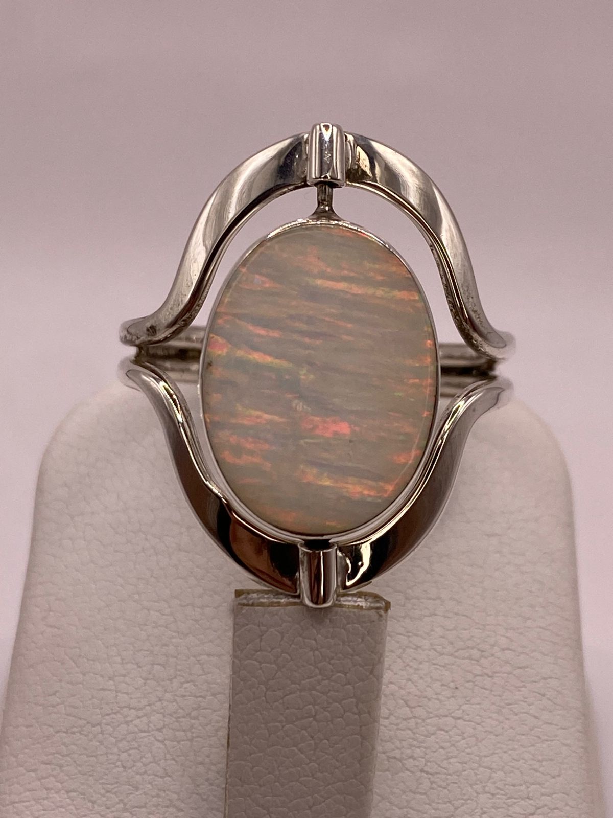 Anillo Doble Vista Giratorio con Ópalo de Fuego en Plata .925, sello de autenticidad Plata Ley .925