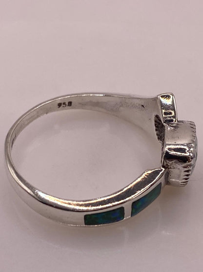 Anillo Elegante Curvo de Plata 950 con Ópalo de Fuego y Zirconia, sello de autenticidad Plata Ley .925