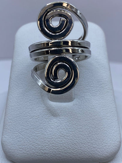 Anillo Espiral Doble en Plata .925, vista frontal