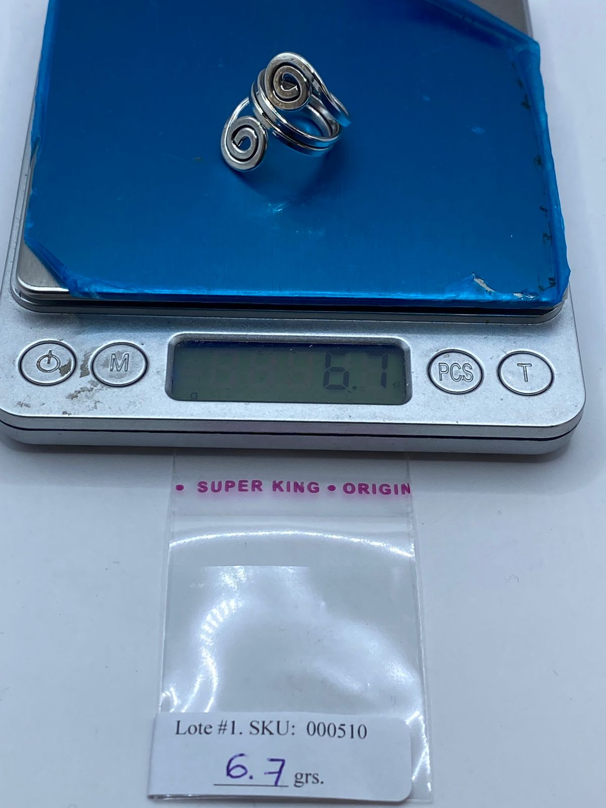 Anillo Espiral Doble en Plata .925, peso en gramos (báscula)