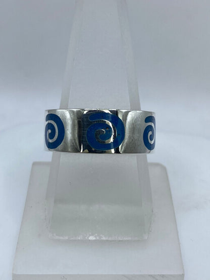 Anillo Espiral Marina en Plata .925 con Turquesa Natural — vista lateral