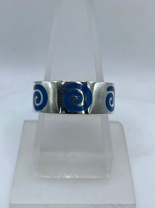 Anillo Espiral Marina en Plata .925 con Turquesa Natural — vista lateral