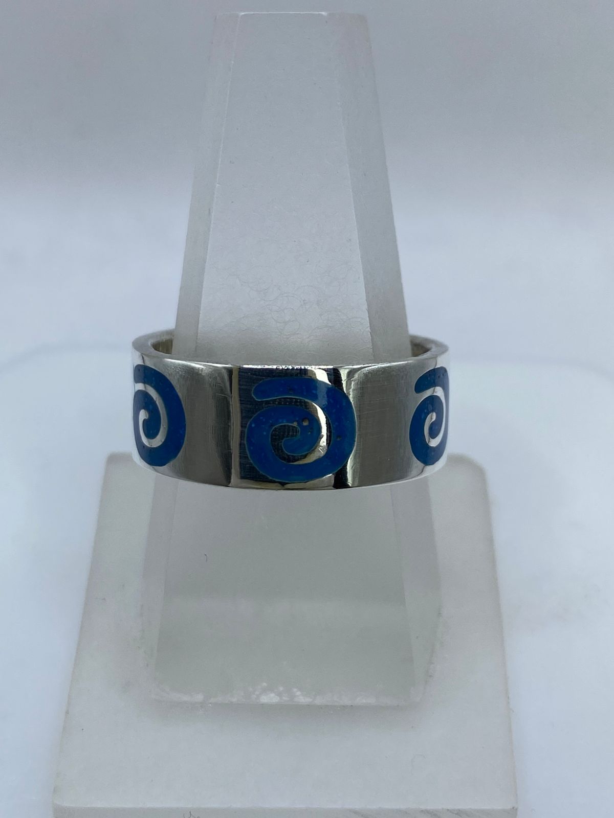 Anillo Espiral Marina en Plata .925 con Turquesa Natural, vista frontal