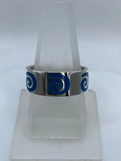 Anillo Espiral Marina en Plata .925 con Turquesa Natural, vista frontal