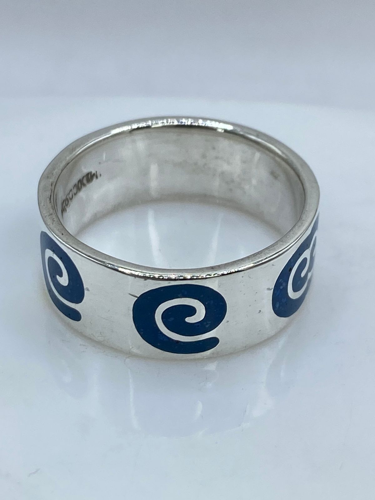 Anillo Espiral Marina en Plata .925 con Turquesa Natural, sello de autenticidad Plata Ley .925