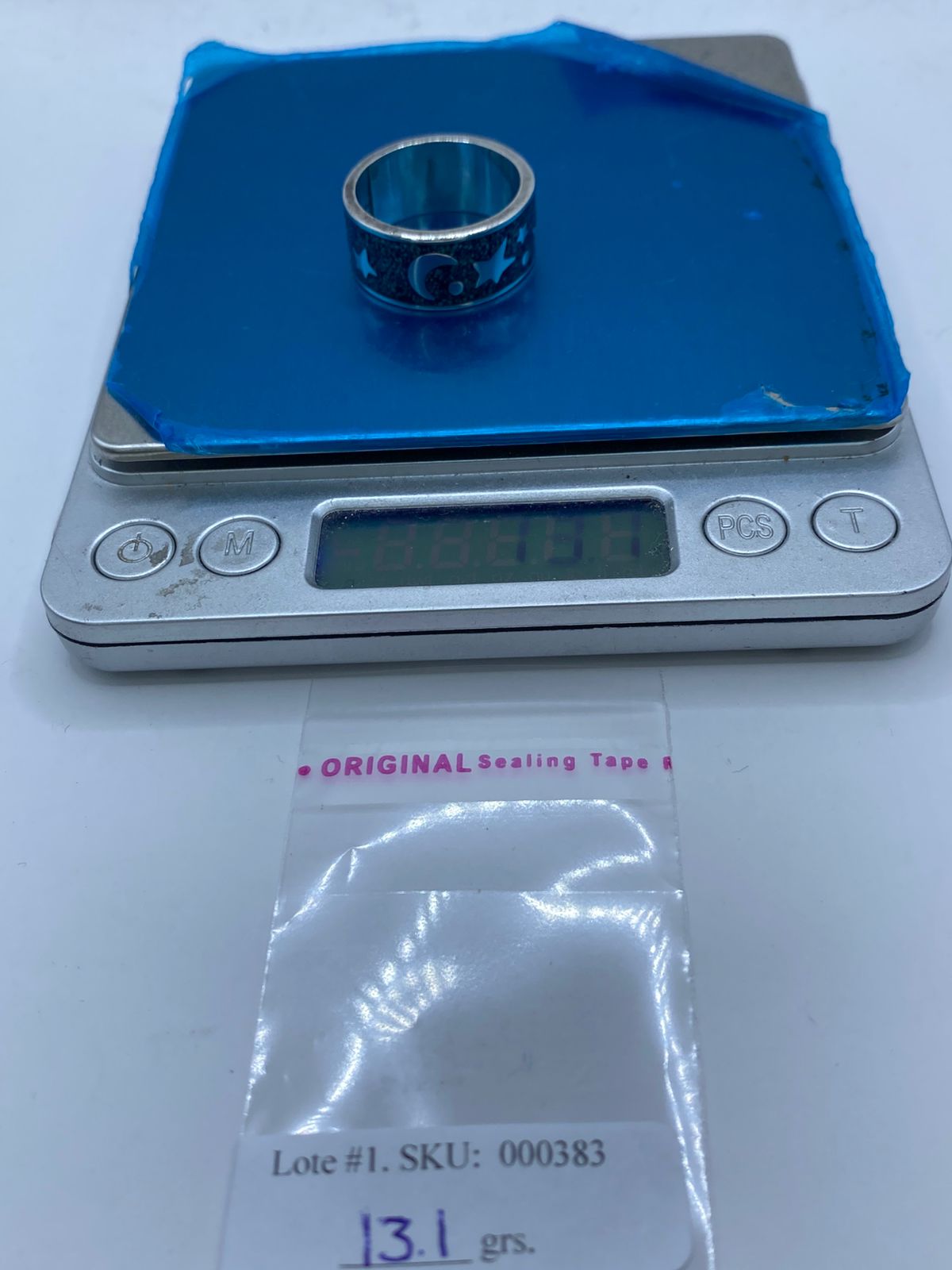 Anillo Estrellas y Luna en Plata .925 con Turquesa Natural, peso en gramos (báscula)