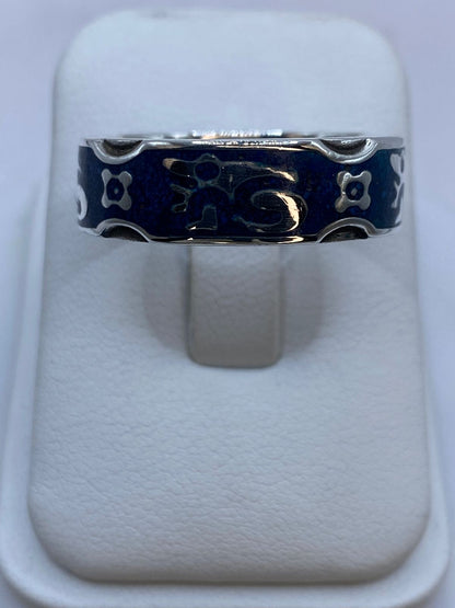 Anillo de Figura Orgánica en Turquesa y Plata .925, vista lateral