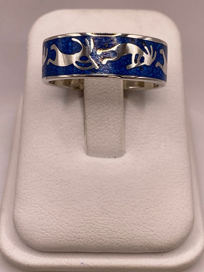 Anillo Figuras Zoomorfas con Piedra Azul Incrustada de Plata .925, vista de detalle