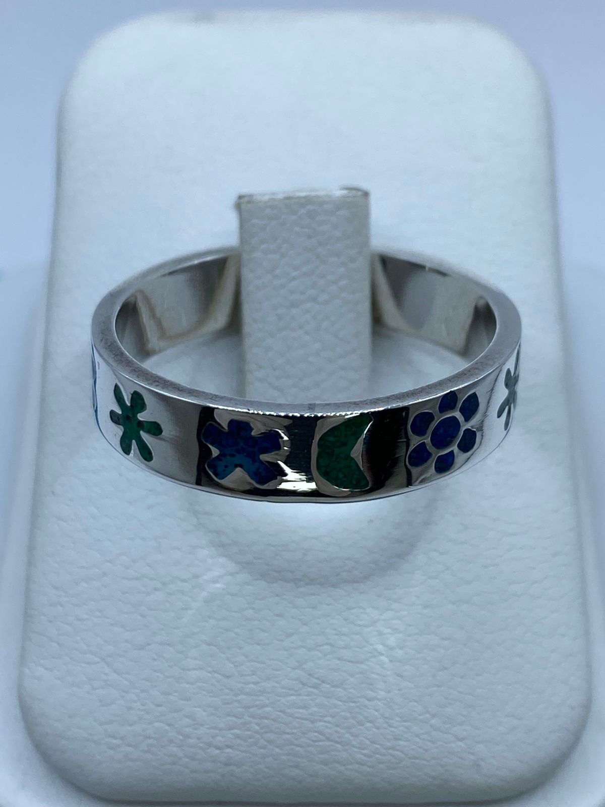Anillo Floral y Luna en Plata .925, vista frontal