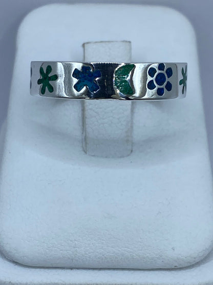 Anillo Floral y Luna en Plata .925 — vista lateral