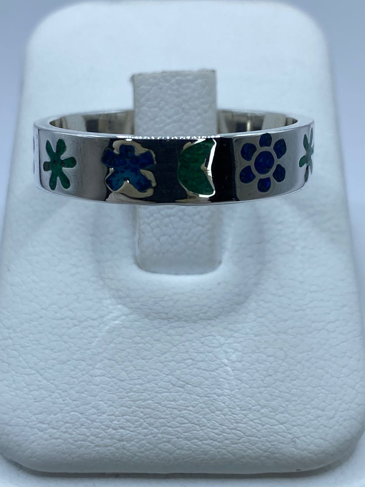 Anillo Floral y Luna en Plata .925, sello de autenticidad Plata Ley .925