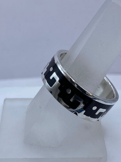Anillo Forma de Olas en Plata .925 con Obsidiana Negra, sello de autenticidad Plata Ley .925