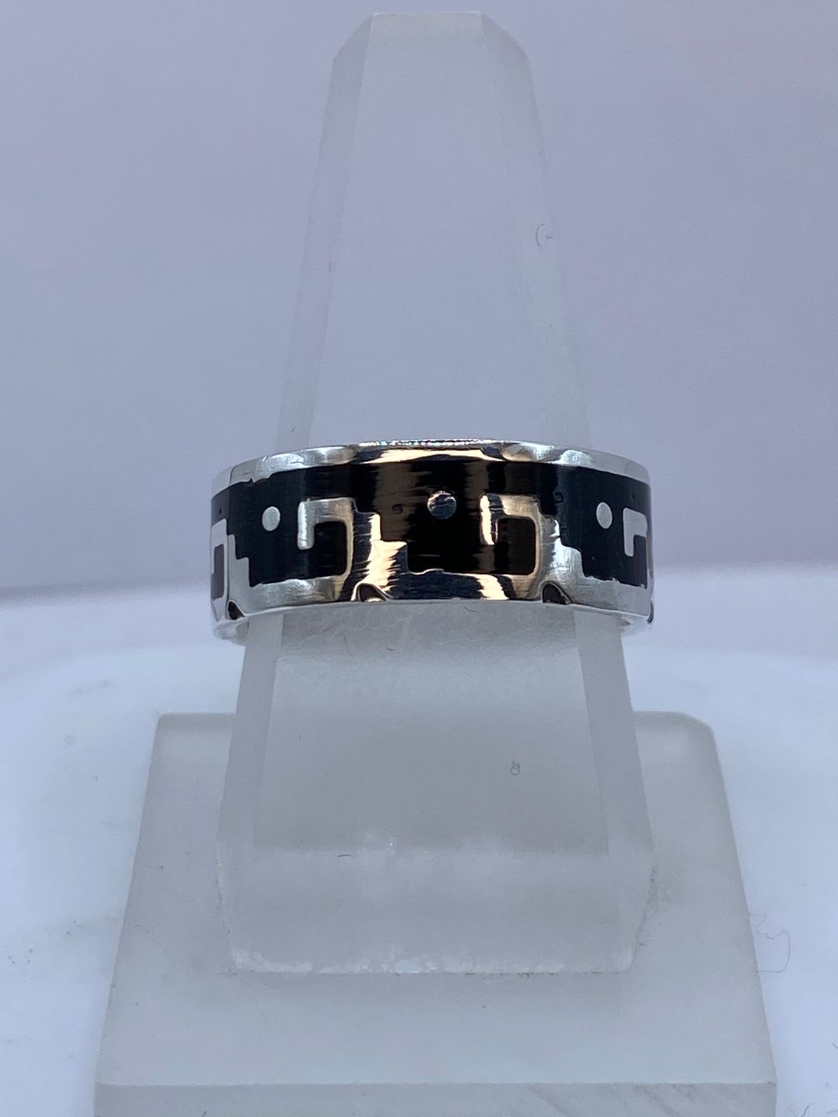 Anillo Forma de Olas en Plata .925 con Obsidiana Negra, vista lateral